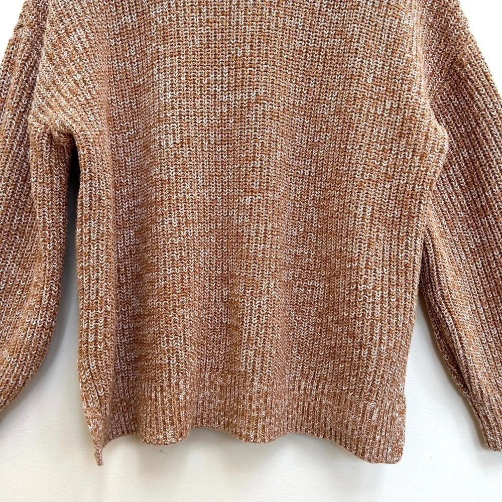 Cupcakes & Cashmere Mock Neck Marled Knit Brown Neutral Sweater, Size Large